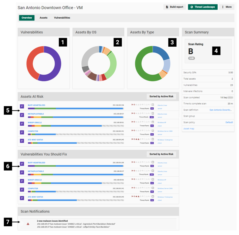 Frontline VM scan results Overview tab